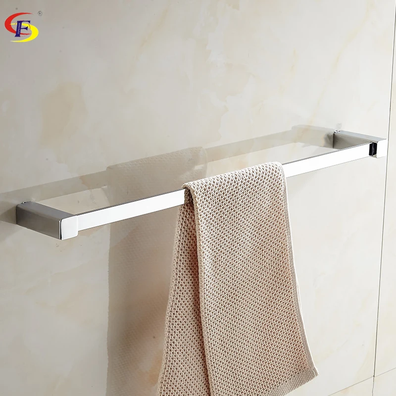 

OFYAGE Zinc Material Chrome Plate Towel Holder Towel Rail Wall Mounted Bathroom Accessories Square Towel Bar
