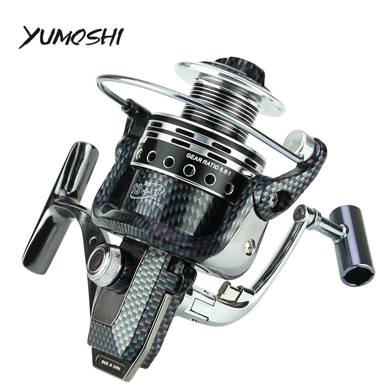 

Yumoshi wheels fishing reel Without Gap All-Aluminum Body 5.5:1 13+1BB casting spinning wheel type Sea Rock lure fishing BA