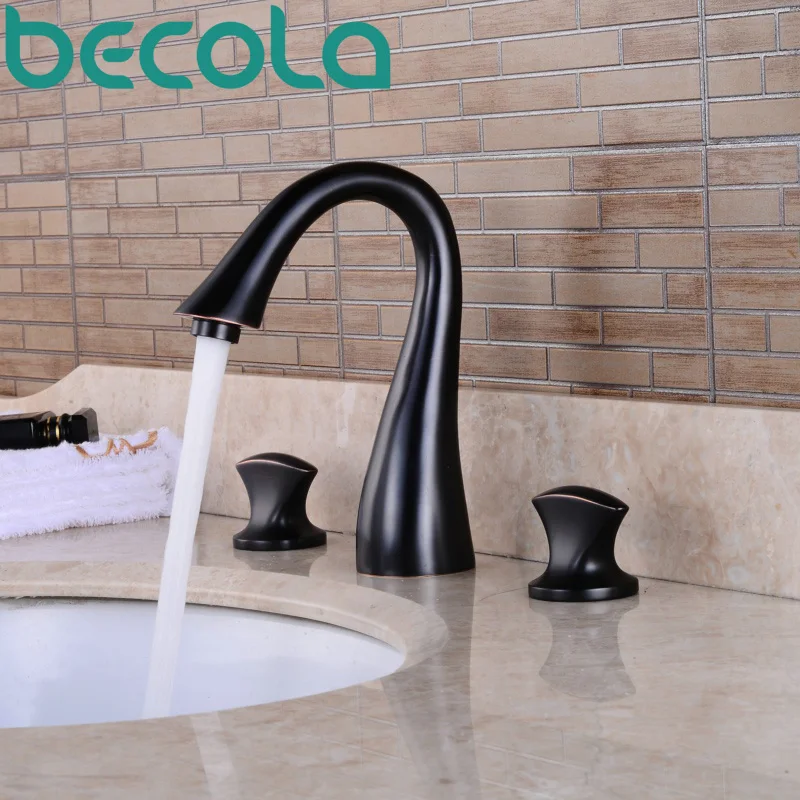 Becola Oil Rubbed Black Bathroom Faucet Antique Brass 3 Piece Set