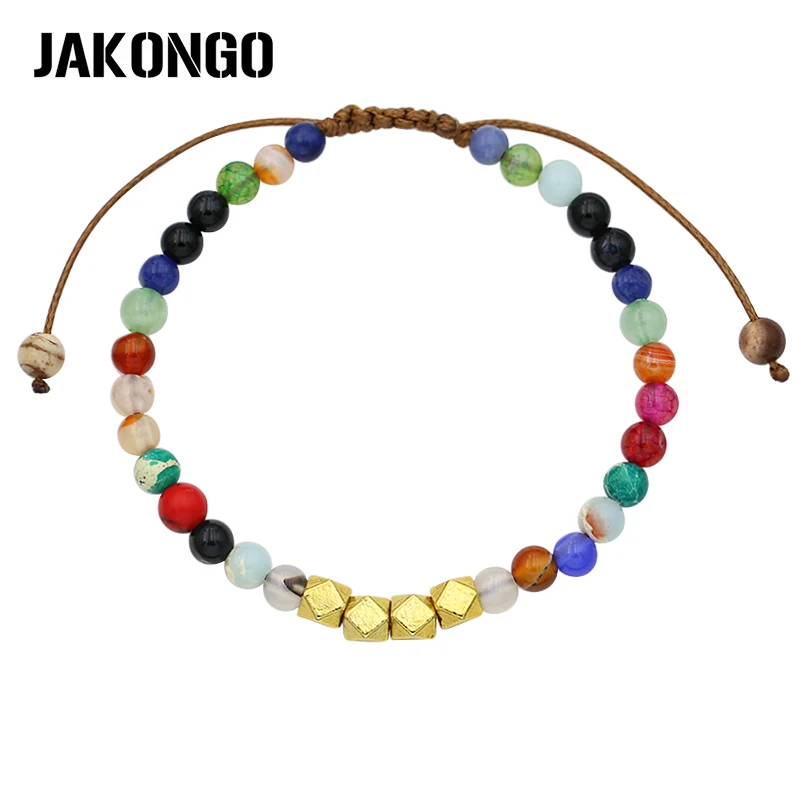 JAKONGO 2017 натуральные камни/Фотообои для женщин Регулируемый Красочный браслет