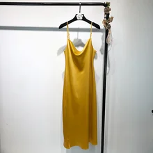 Весенняя Новинка желтые женские платья атласная Тонкий пикантные однотонные Элегантная Дамская офисная обувь вечернее платье Модные топы