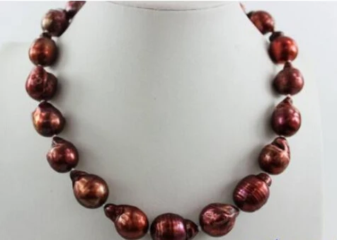 

Jew3108 Brown-red Freshwater keshi pearl necklace 7.5INCH"Handmade"Alloy