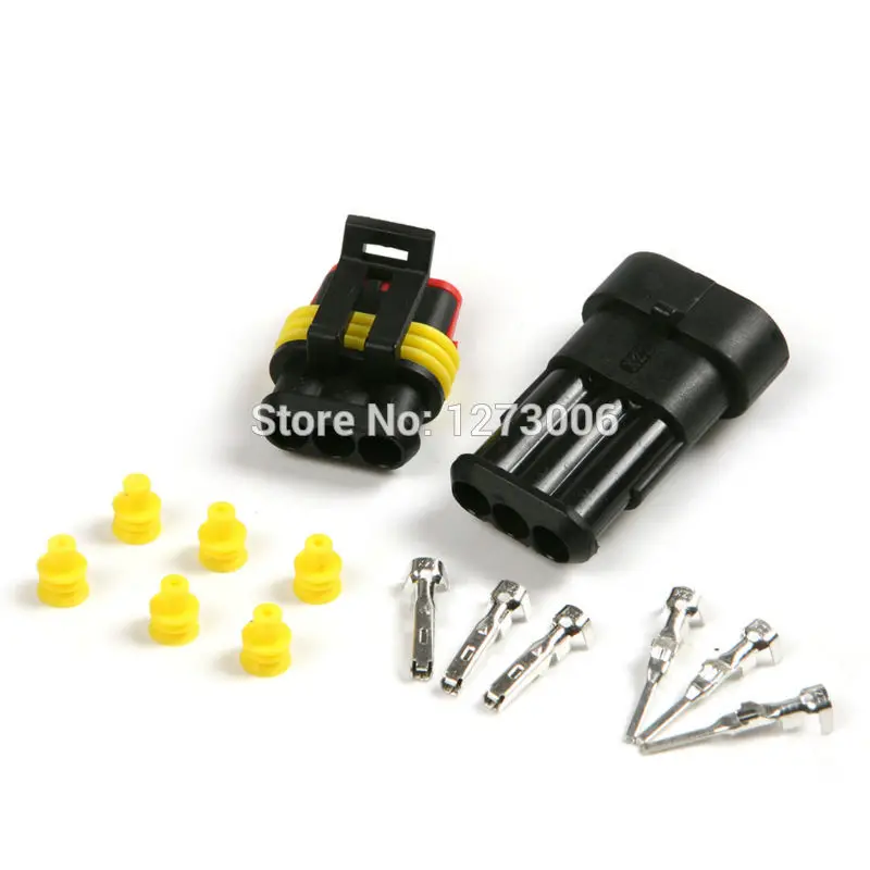 New Car Part 1x 3P Waterproof Car Electrical Wire Connector Plug Kit