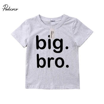 

2018 Pudcoco Kids Boy Baby T-Shirt Big Bro Print Summer Cotton Tees Clothes Tops Short Sleeve Fashion Toddler T Shirt 2-6T