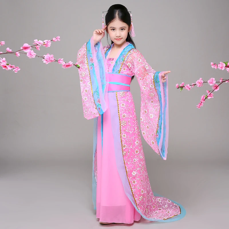 Для девочек Детский костюм для вечеринок в народном стиле Танцы дети Древний китайский костюм, китайский, традиционный оперы дети династии ming Тан в Корейском стиле костюм ханьфу - Цвет: pinkB