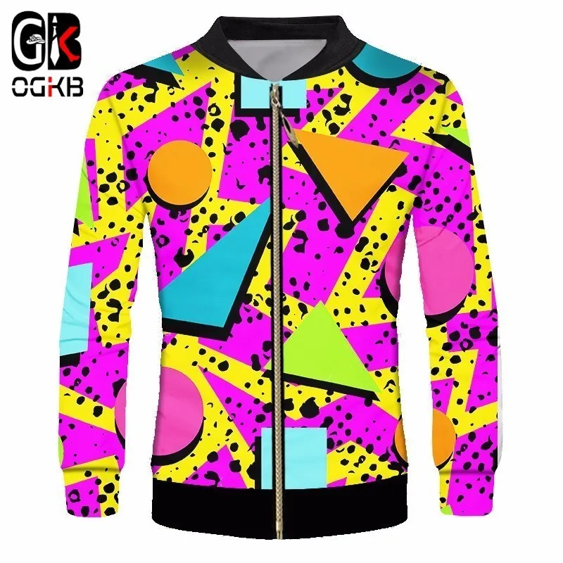 

OGKB Novelty 3d Full Printed Fuchsia Geometry Point Jacket Men/womens Funny Minimalist Sporty Long Sleeve Outwear Tracksuit 6xl