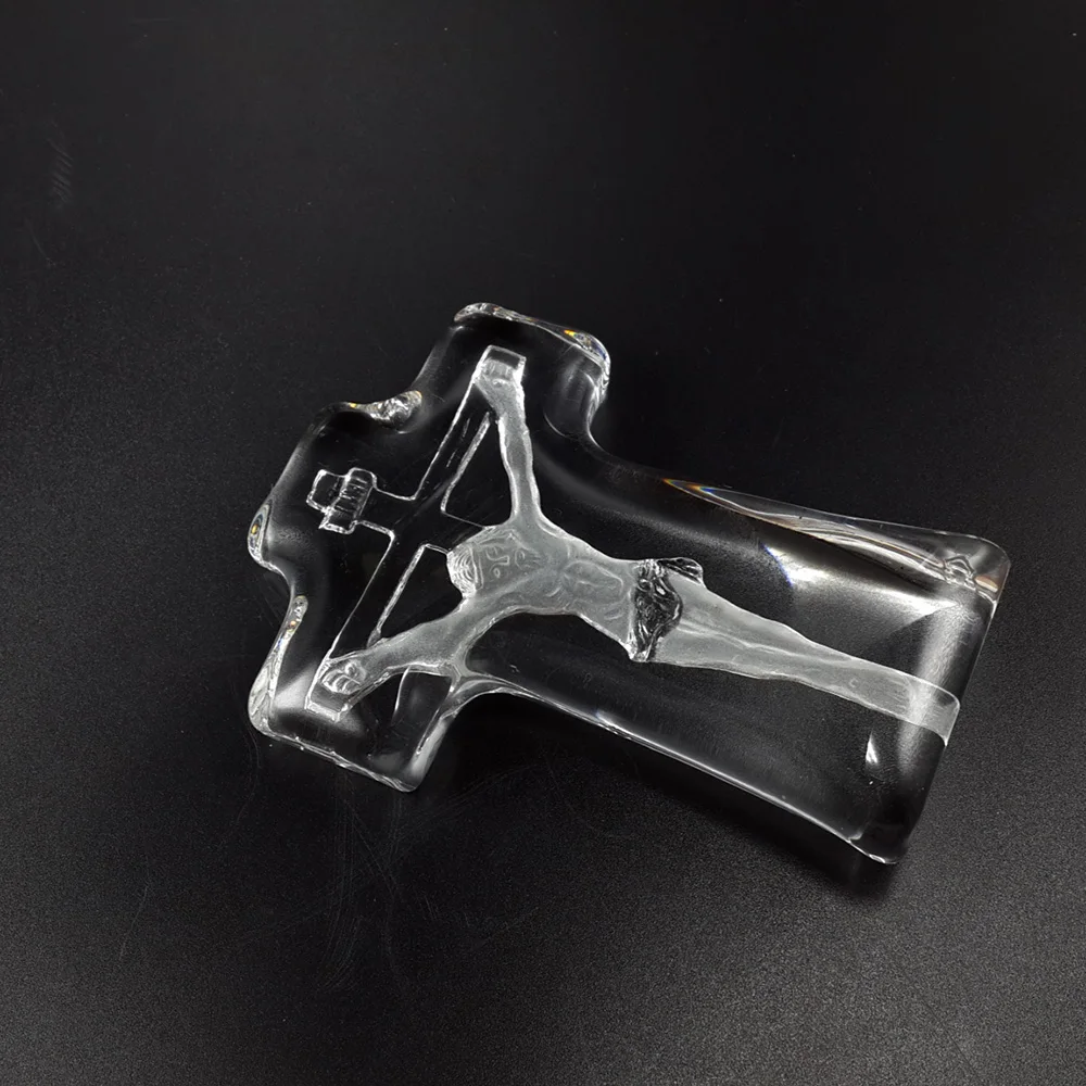 Церковные сувениры стоящий Оптический Кристалл Распятие Иисуса стекло 3d крест