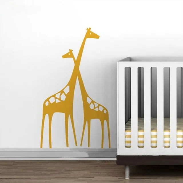 free shipping large size 56x96cm vinyl baby zoo mom and baby giraffe