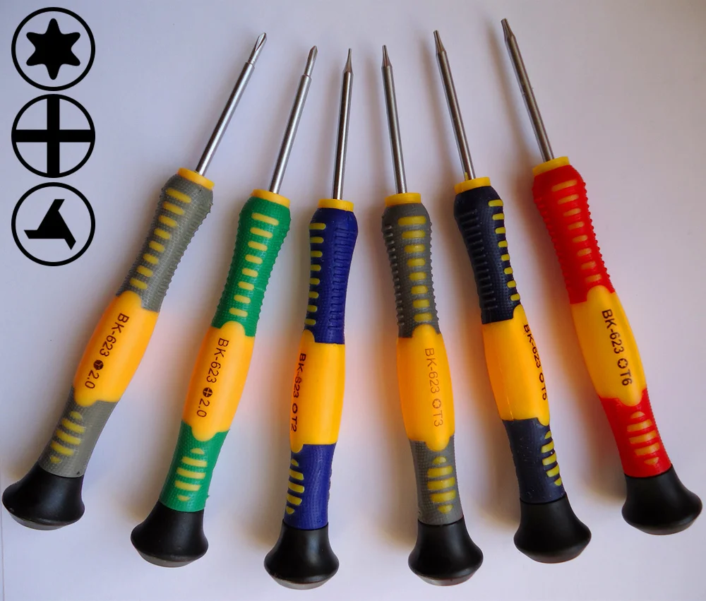 6 pieces/Lot Professional Screwdriver. S2 steel Pole With Soft Handle