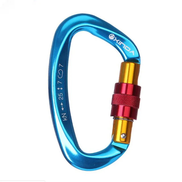 Mountaineering Caving Rock Climbing Carabiner D Shaped Safety Master Screw Lock Buckle Escalade Equipment 2
