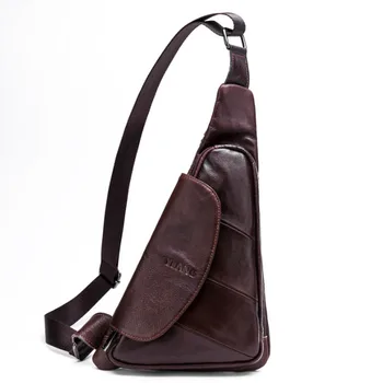 

Men Genuine Leather Cowhide Sling Chest Day Bag Half-moon Travel fashion trend Cross Body Messenger Shoulder Bag