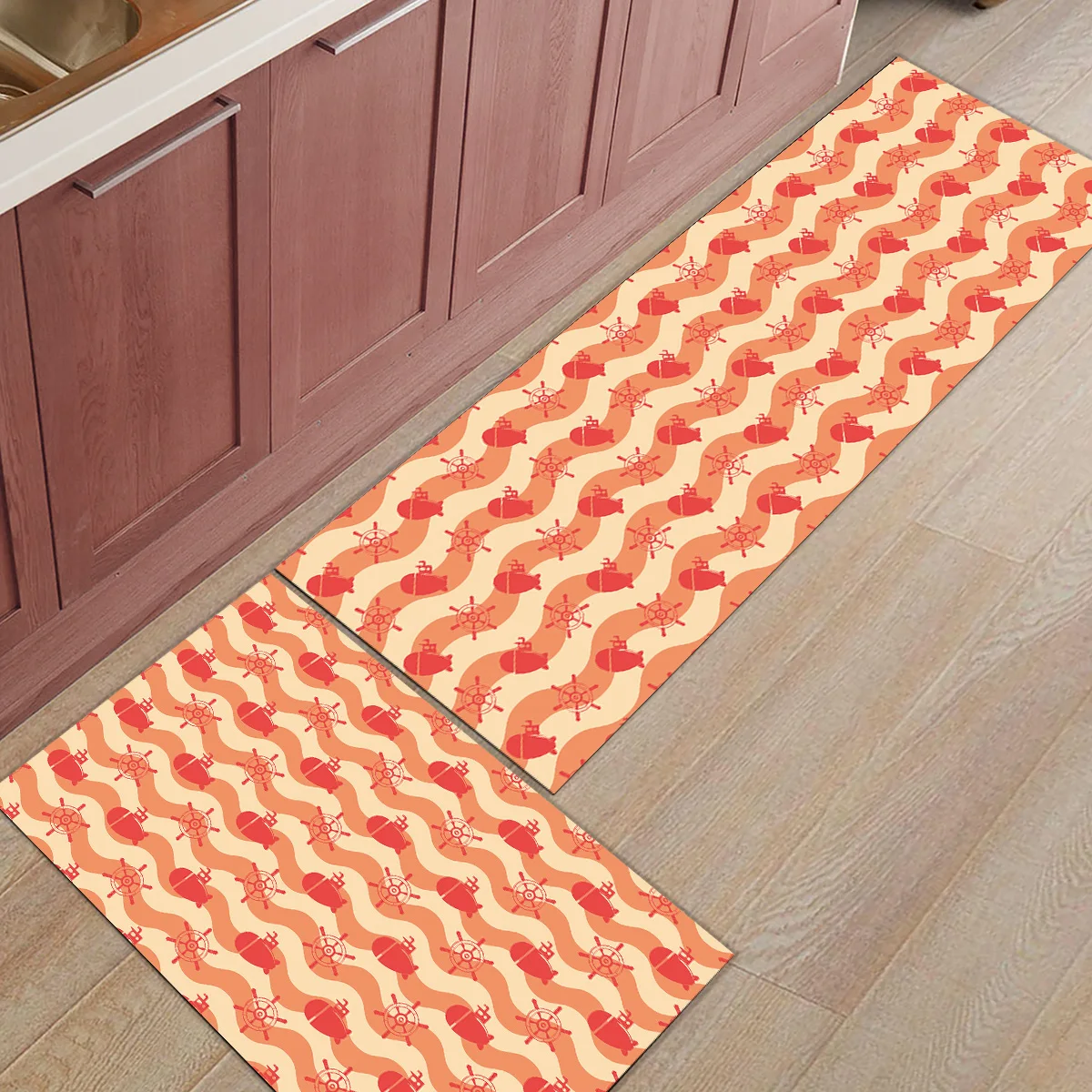 Cartoon Sea Submarine Pattern Doormats For Entrance Way Bathroom