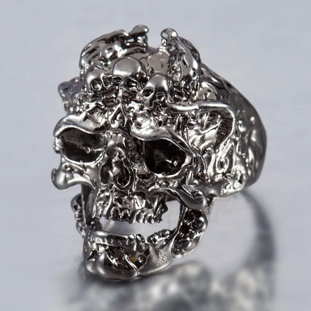 

2019 Men Punk Rings Gold Black Skull Heavy Metal Devil Skeleton Shape Ring Vintage Personality Circlet Dropshipping SP296