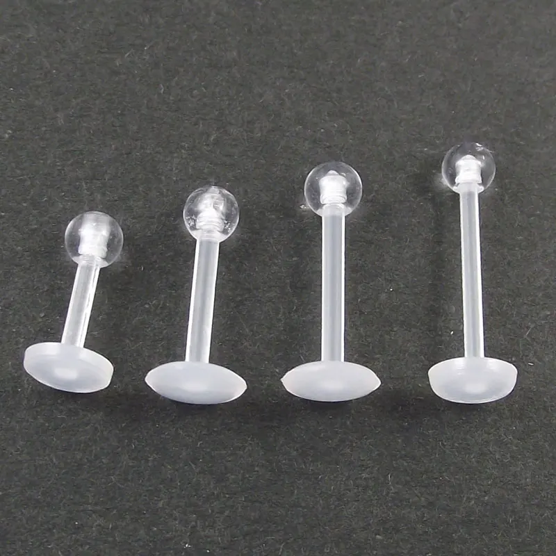 

SaYao 4 Pieces 16G 12mm Plastic Clear Transparent Invisible Lip Ring Labret Rings Tragus Ear Soft body Piercing jewelry