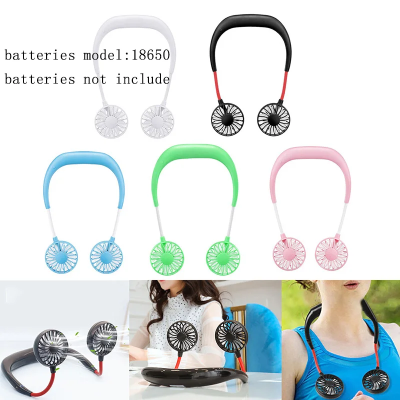 Portable Neck band Fans With 3 Wind Adjustable Speed Fans For Traveling And Office