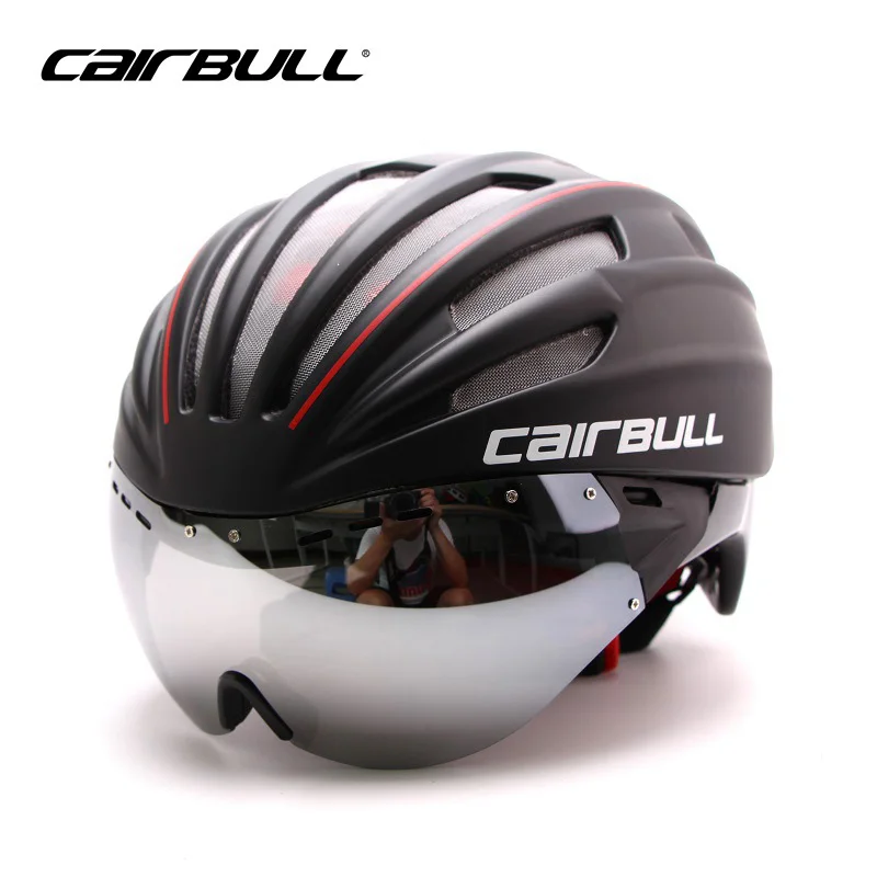 

2017 Cairbull Cycling Helmet With Lens Breathable Bicycle Helmets Double EPS Shell Head Protect Bike Goggles Lens Helmet 55-61cm