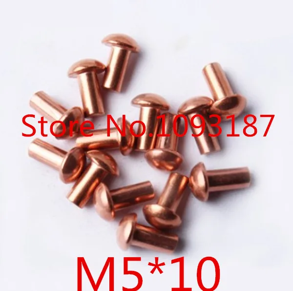 50pcs M5*10 M5 x 10 Brass Copper Half Round Pan Head Solid Rivetsin