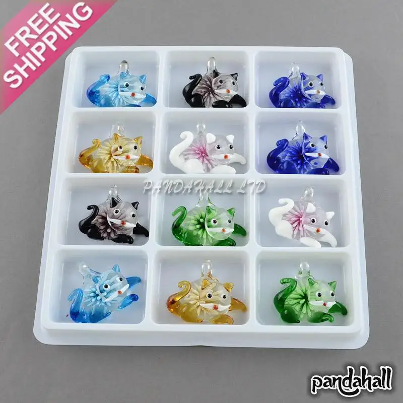 Стеклянные Подвески с золотым песком ручной работы внутренний цветок смешанный