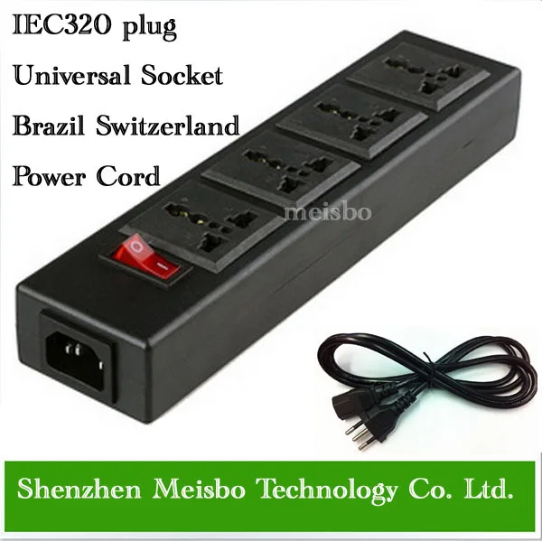 Multifunction 250v 13a 1 8m 4 jacks Universal power outlet IEC 320 plug adaptor Brazil Switzerland