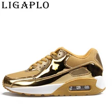 Mens Casual Zapatos de Moda de Cuero de LA PU Sólida Plana Cómoda Transpirable Cesta Superstar Entrenadores Zapatillas Hombre de Oro