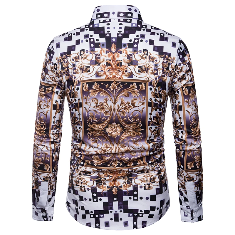 Stylish Men's Luxury Gold Floral Print Dress Shirt 2018 Brand New Casual Slim Fit Long Sleeve Shirt Men Camisa Social Masculina Stylish Men's Luxury Gold Floral Print Dress Shirt 2018 Brand New Casual Slim Fit Long Sleeve Shirt Men Camisa Social Masculina
