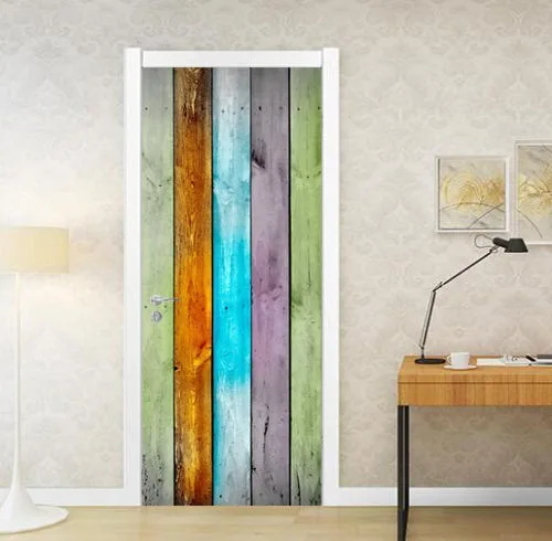 2 Panel Five Colors Wooden Door Mural Wall Stickers Door Sticker