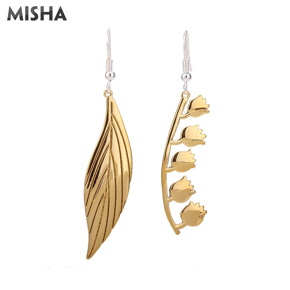 

MISHA Trendy Pendent Earrings For Women Drop Leaf And Lily of The Valley Design Charms Jewelry For Girls Ladies Gifts L925