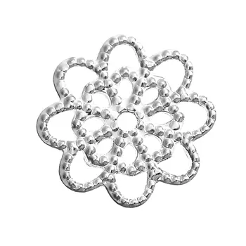 

8SEASONS Alloy Embellishments Findings Flower Silver Color Hollow DIY Jewelry Findings 14mm( 4/8") x 14mm( 4/8"), 100 Pcs