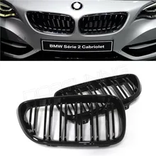 For BMW 2 Series F22 F23 Coupe & Convertible 2014 2015-on Dual Slats ABS Front Grille Gloss Black Finish M Look