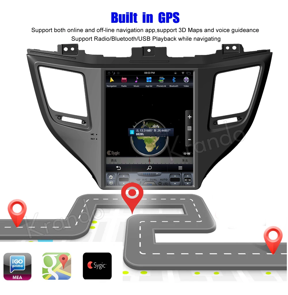 Sale Krando Android 8.1 10.4" Tesla Vertical screen car audio radio gps player for Hyundai Tucson IX35 2015-2017 multimedia system 2