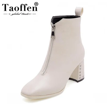 

Taoffen Woman 2020 Fashion Black Ankle Boots Square Toe Daily Office Lady Short Boot Straight New Arrival Shoes Women Size 32-43