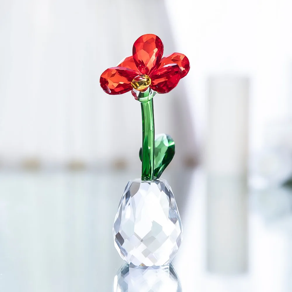 H&ampD Crystal Moth Orchid Flowers Figurines Paperweight Glass Art Table Ornaments Souvenir Home Wedding Decorative Gifts For Her | Дом и сад
