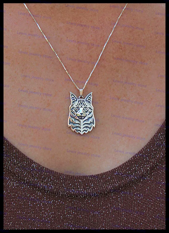 Cute cartoon Maine Coon Cat necklace New Fashion animal cat jewelry for women 12pcs/lot