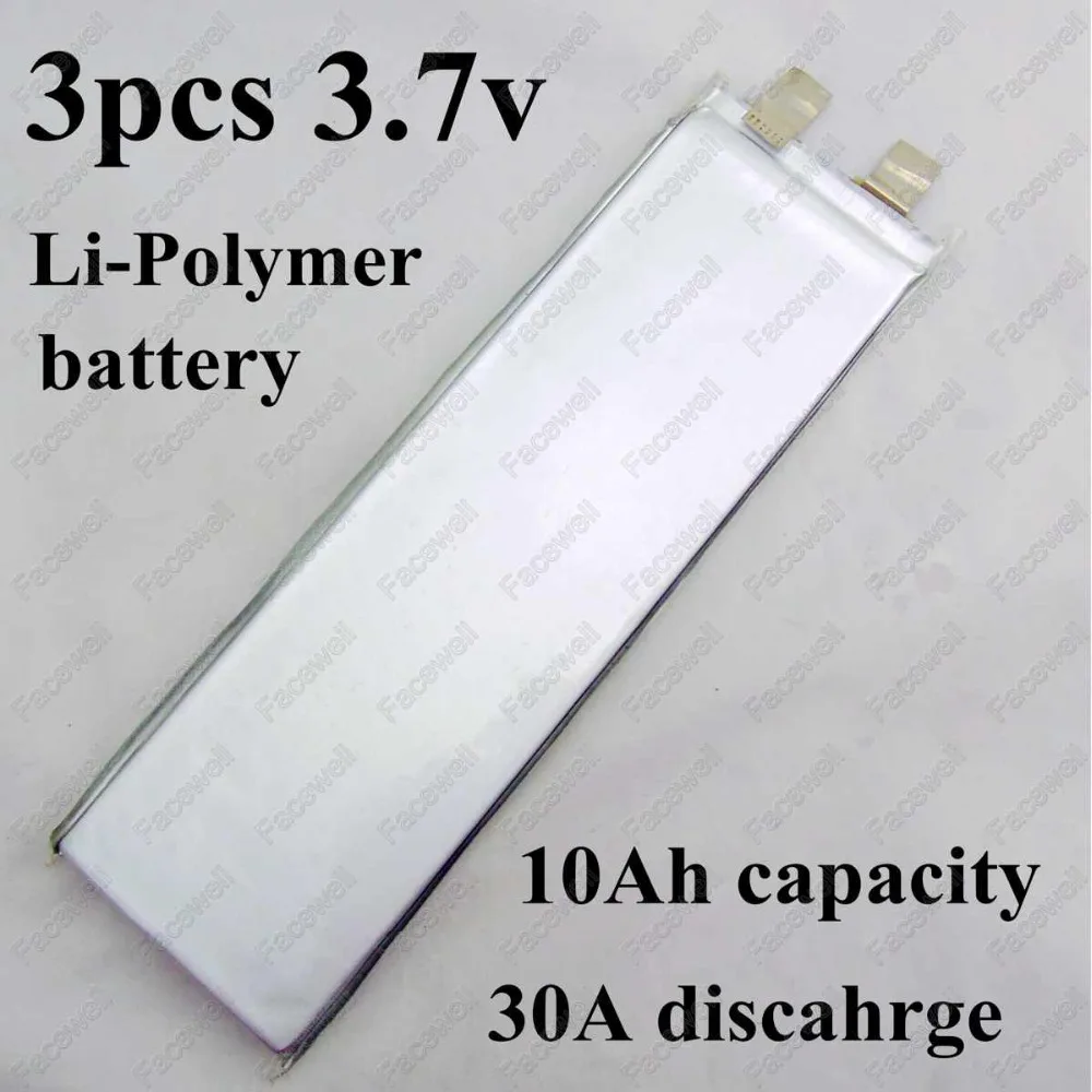 3pcs Brand 3.7v 10ah battery li polymer high drain 30A discharge lithium for 3s 11.1v 12V pack diy 12.6v power tool LED lights |
