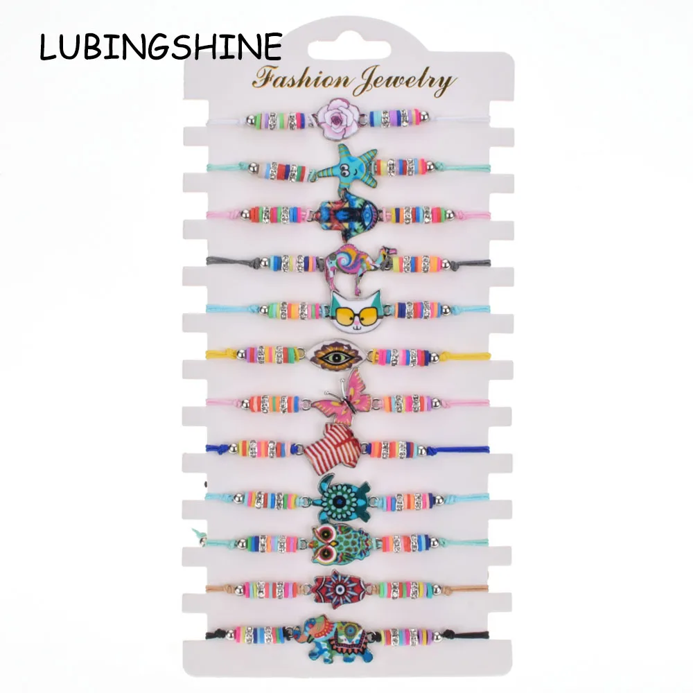 

12pcs/Sets Butterfly Turtle Owl Charms Bracelets&Bangles Women Braided Adjustable Rope Chain Anklets Wristband Boho Jewelry