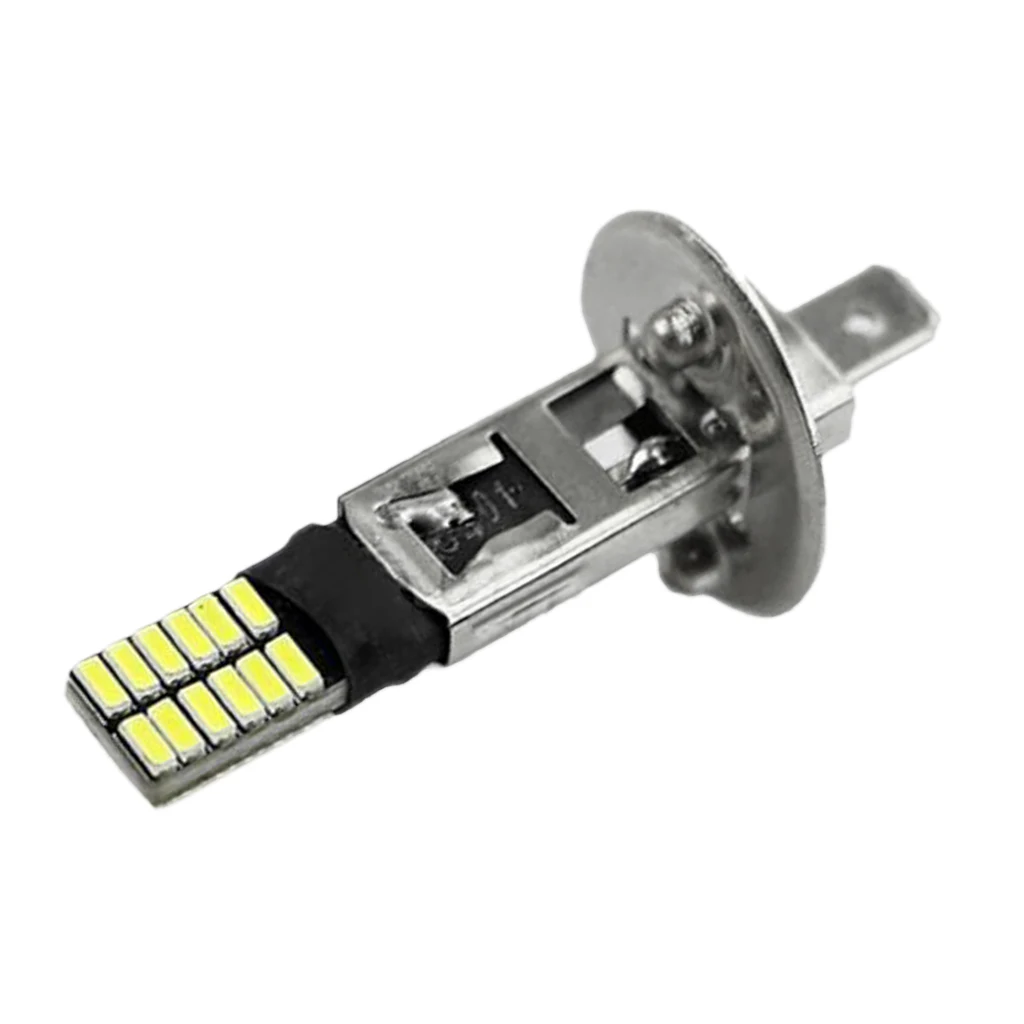 1 Pcs H1 24 LED Bulb Super Bright 4014-SMD Car Fog Lights DC 12V 6500K White Driving Day Running Lamp Replace 55W Halogen Bulbs