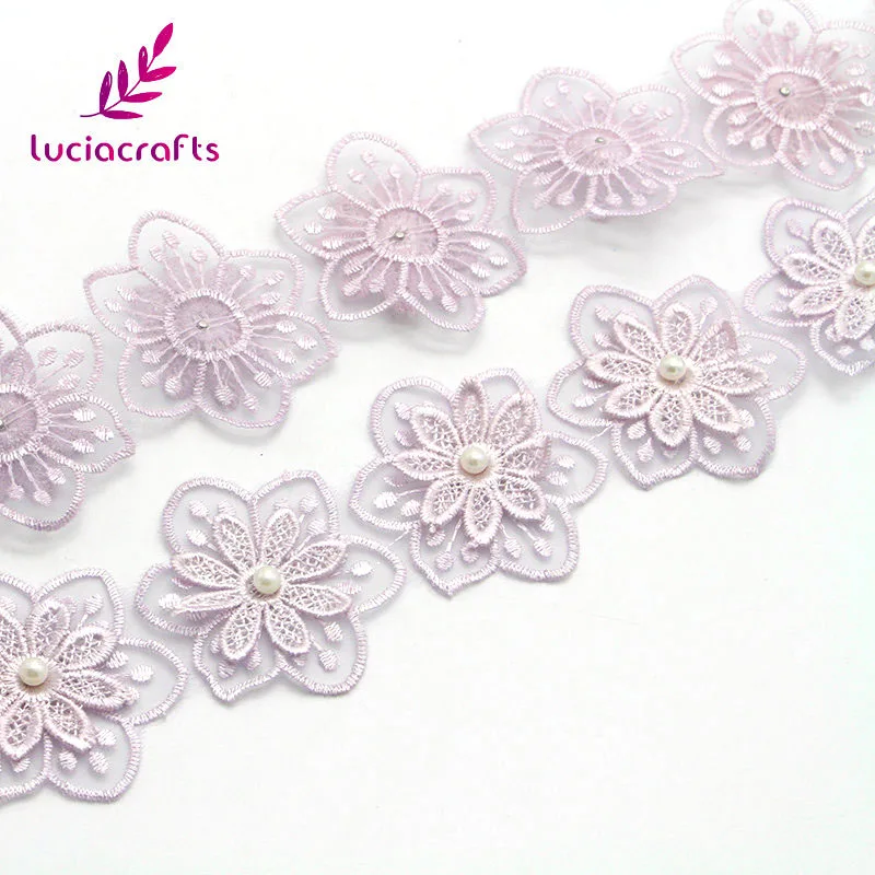 Lucia crafts, 1 год/партия, много вариантов, двойная вышивка, цветок с жемчугом, кружевные ленты, пошив одежды «сделай сам», аксессуары N0501