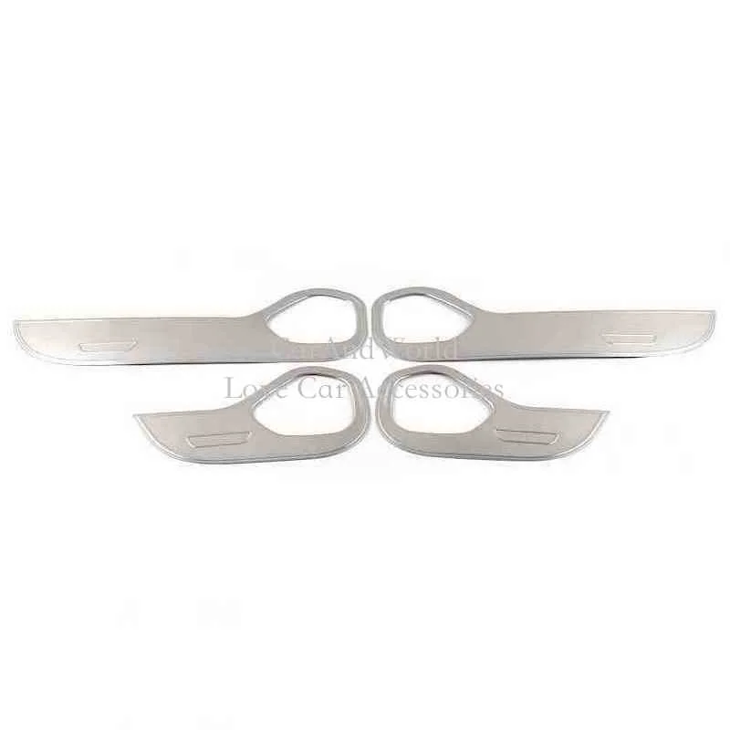 01-Silver 4pcs Аксессуары из нержавеющей стали для Volvo XC60 Автомобильная дверь анти кик доска крышка интерьер педали молдинги рамка накладки на панель - Цвет: 01-Silver 4pcs