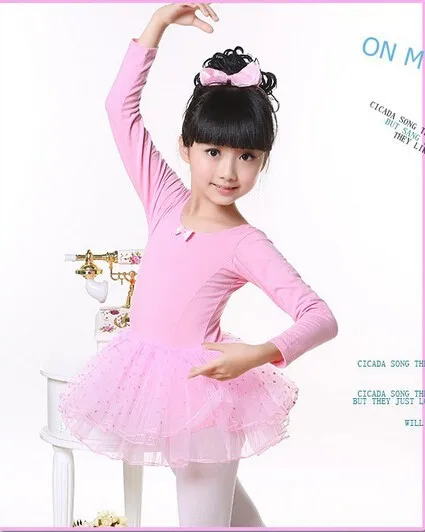 Балетное платье для детей ростом от 110 до 160 см; цвет розовый, черный; танцевальное трико с длинными рукавами; фатиновое платье с блестками балетный костюм-пачка для гимнастики
