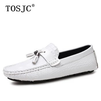 

TOSJC Hot Sale Male Tassel Loafers Crocodile Pattern Boat Shoes Mens Lightweight Moccasins Casual Breathable Man Driving Shoes