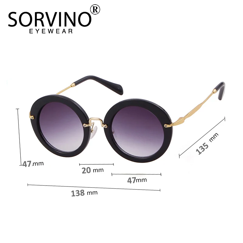 SORVINO, винтажные, Роскошные, брендовые, круглые солнцезащитные очки, женские,, дизайнерские, модные, праздничные, 90 s, большие, Круглые, черные, солнцезащитные очки, оттенки, P403