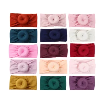 

15pcs/lot Nylon Donut Baby Headband Infant Headbands Round Bun Headdress Baby Soft Turban for Toddlers 15 Colors JFNY081