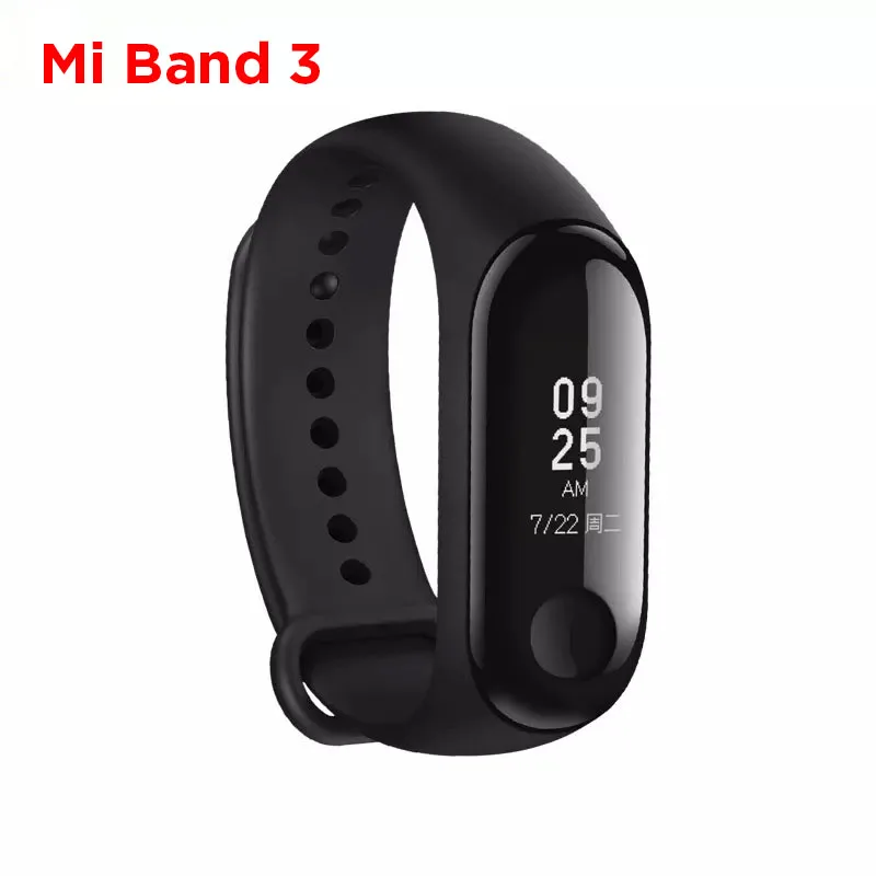 Xiaomi Mi band 3 0,7" OLED большой сенсорный экран новые умные браслеты браслет - Цвет: original black