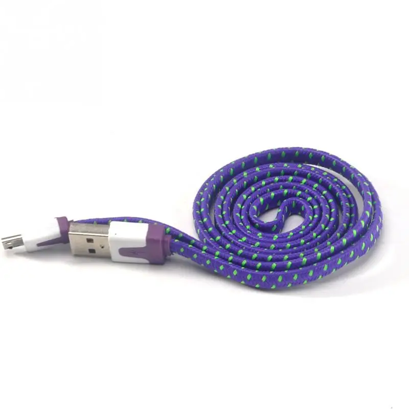 Дата кабель V8 Соединитель 3 фута веревка Micro USB зарядный кабель для синхронизации данных для мобильного телефона плоский провод кабель для зарядки 1 м/2 м/3 метра - Цвет: purple
