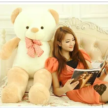 Огромный Прекрасный плюшевый медведь игрушка набитый, легкий коричневый плюшевый медведь с бантом подарок на день рождения около 160 см