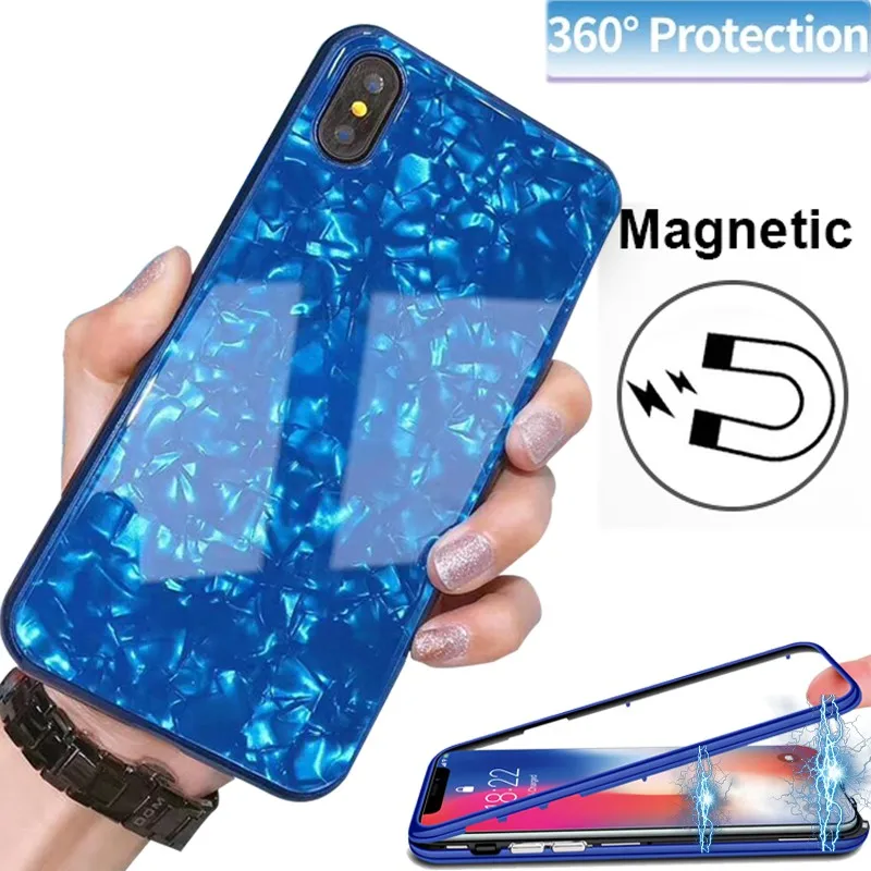 Чехол для iphone XS Max XR 6 S Plus 7 8 X 360 Магнитный флип-чехол Samsung Note 9 S7 Edge S8 S9 чехлы |