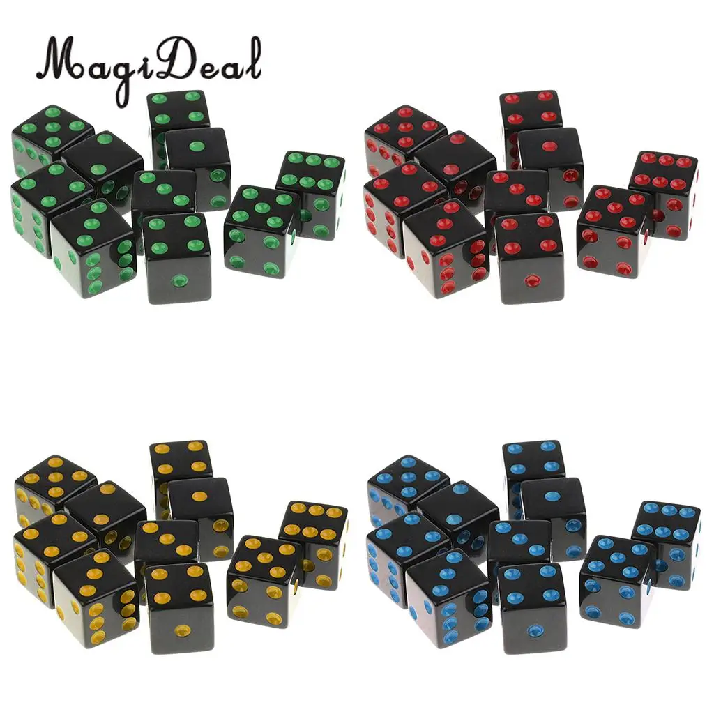 10 Pieces/Set Plastic Dice D6 6 Sided Dotted Dice for D&D RPG Table Games Drinking Gaming Adult Toys Novelty Gift 4Colors