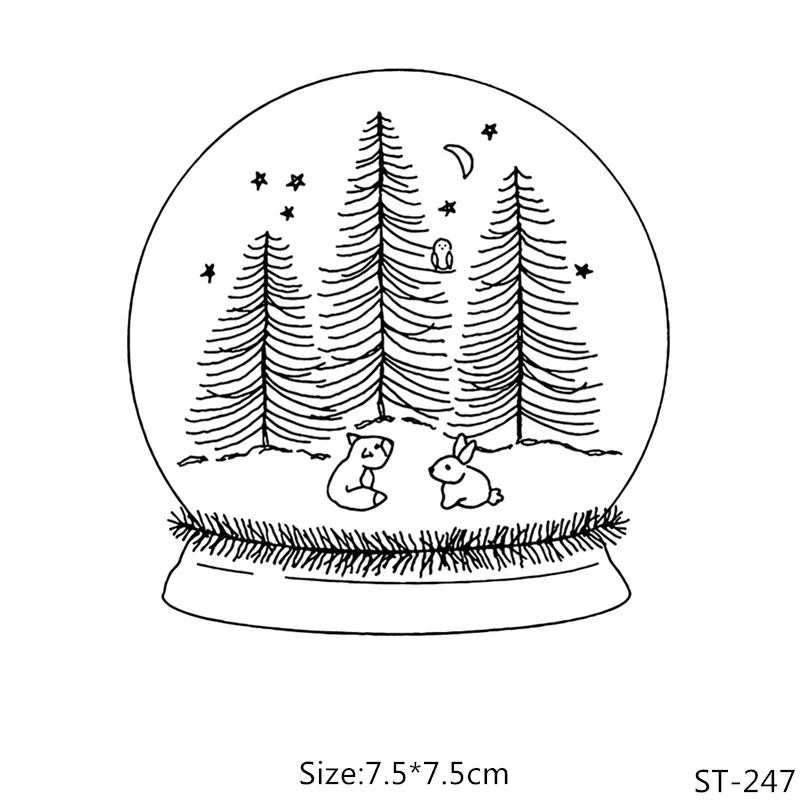 

Winter snow globe scene Transparent Silicone Stamp Clear Rubber Stamps For Scrapbooking DIY Albums Decorations Clear Stamp
