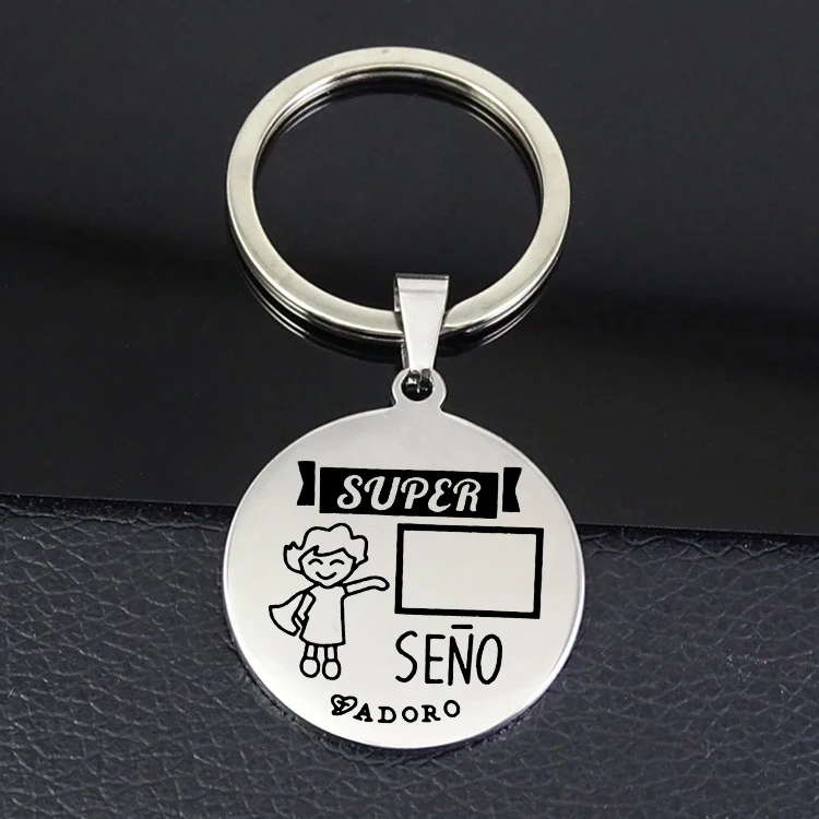 Graduation Souvenir Gift Keychain Stainless Steel Simple Disc Teachers llavero Jewelry for Women YP6802 | Украшения и аксессуары