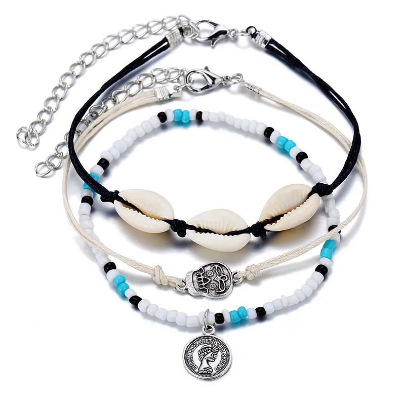 Boho Sea Shell черепаха Шарм лодыжки браслет женские браслеты для щиколотки браслеты для ног ножная цепочка браслет на ногу из бисера ювелирные изделия для девочек
